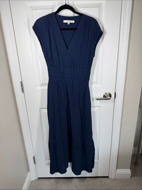 Joe’s navy blue muslin gauzy cotton V-neck maxi dress size XS